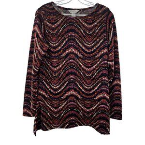 Christopher & Banks Top Women's Size Small Multicolor Print Long Sleeve